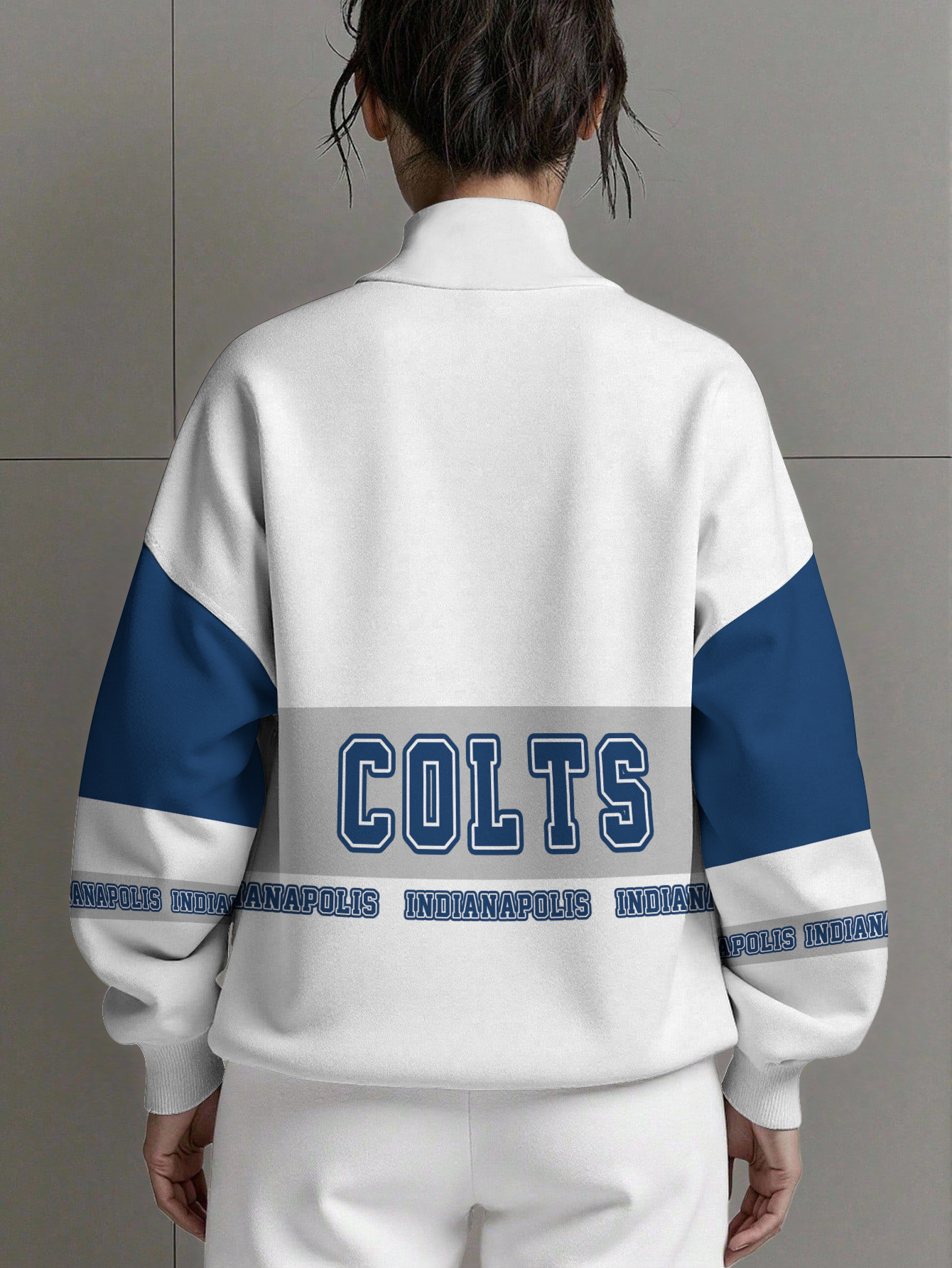 Indianapolis Colts  Women Plain Color Zip Up Long Sleeve Sweatshirt