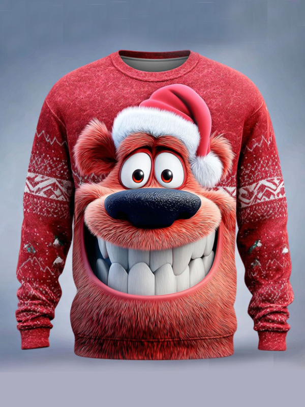 Men's Christmas Cartoon Character Print Casual Sweatshirt