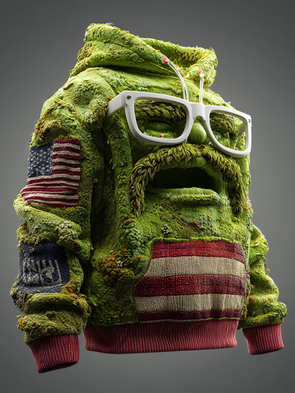 Men's Christmas Monster Wearing Glasses Art Print Hoodie