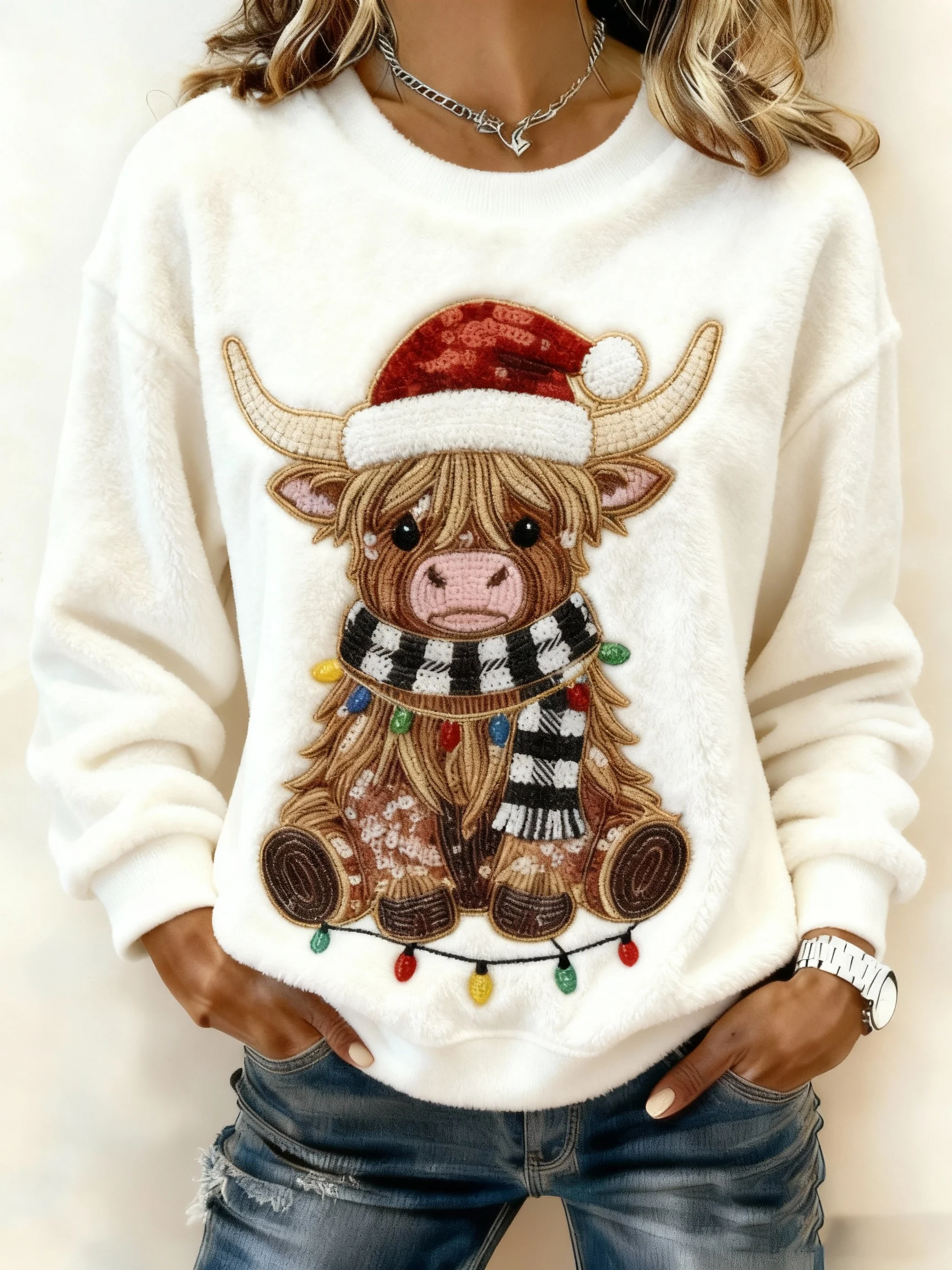 ❤️Buy 3 Get 12% OFF❤️Women's Highland Cattle Print Flannel Sweatshirt