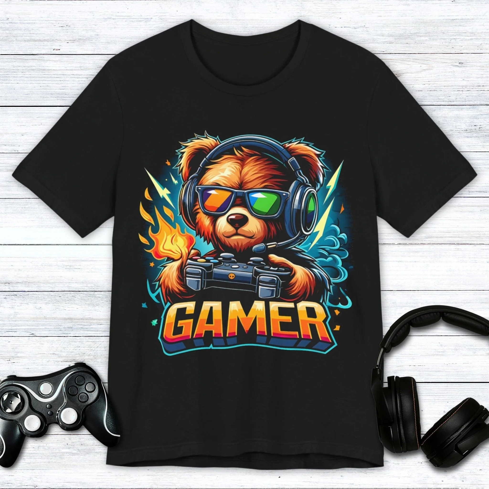3D Firestorm Bear Gamer T-shirt