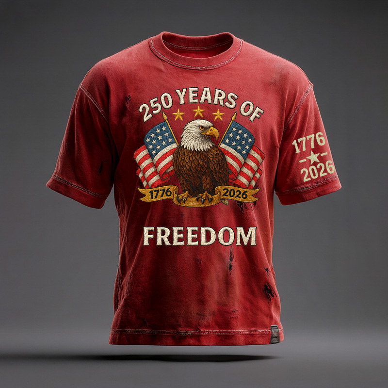 US 250th Anniversary Art Illustration Printed Casual T-Shirt