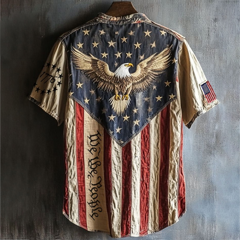 US 250th Anniversary Flag Eagle Print Shirt