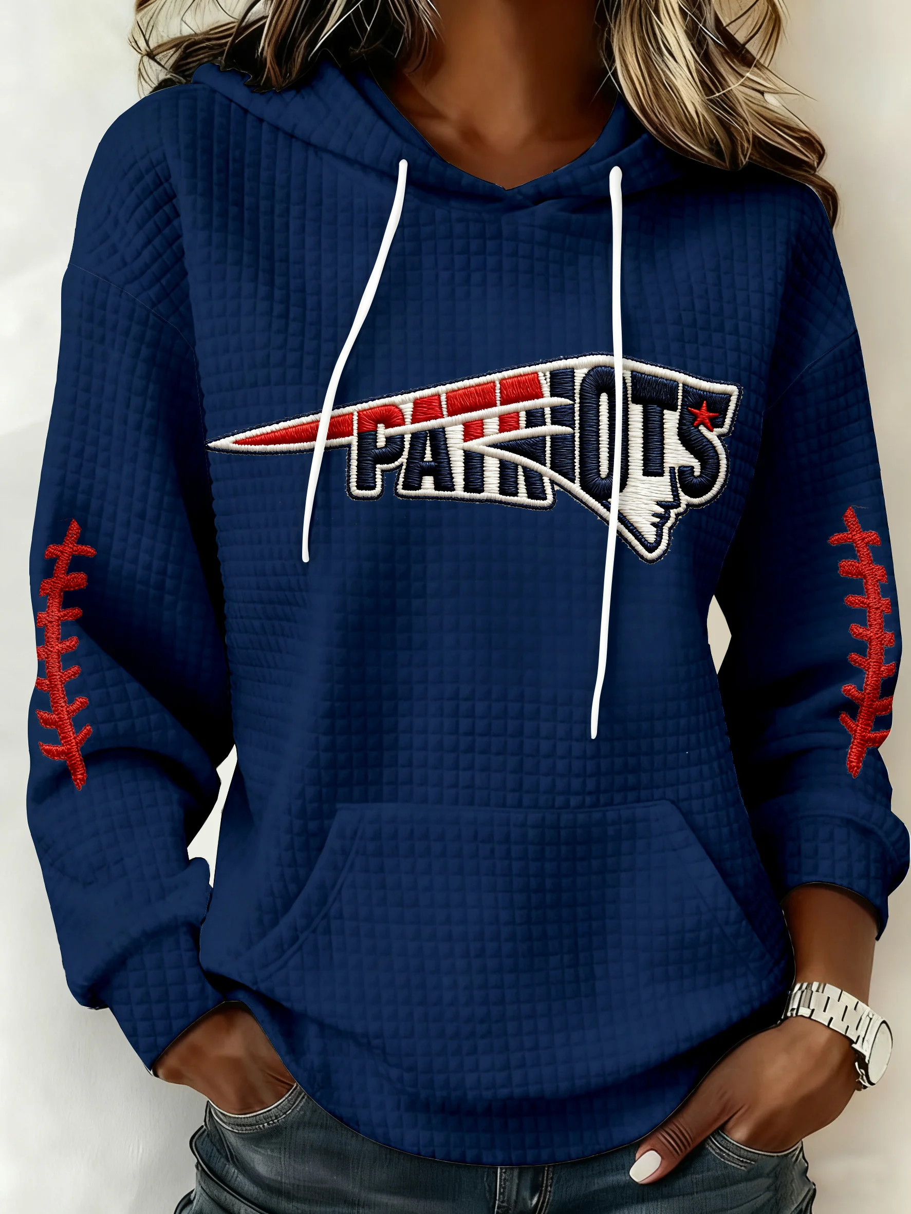 Women's rugby-style hooded printed casual sweatshirt