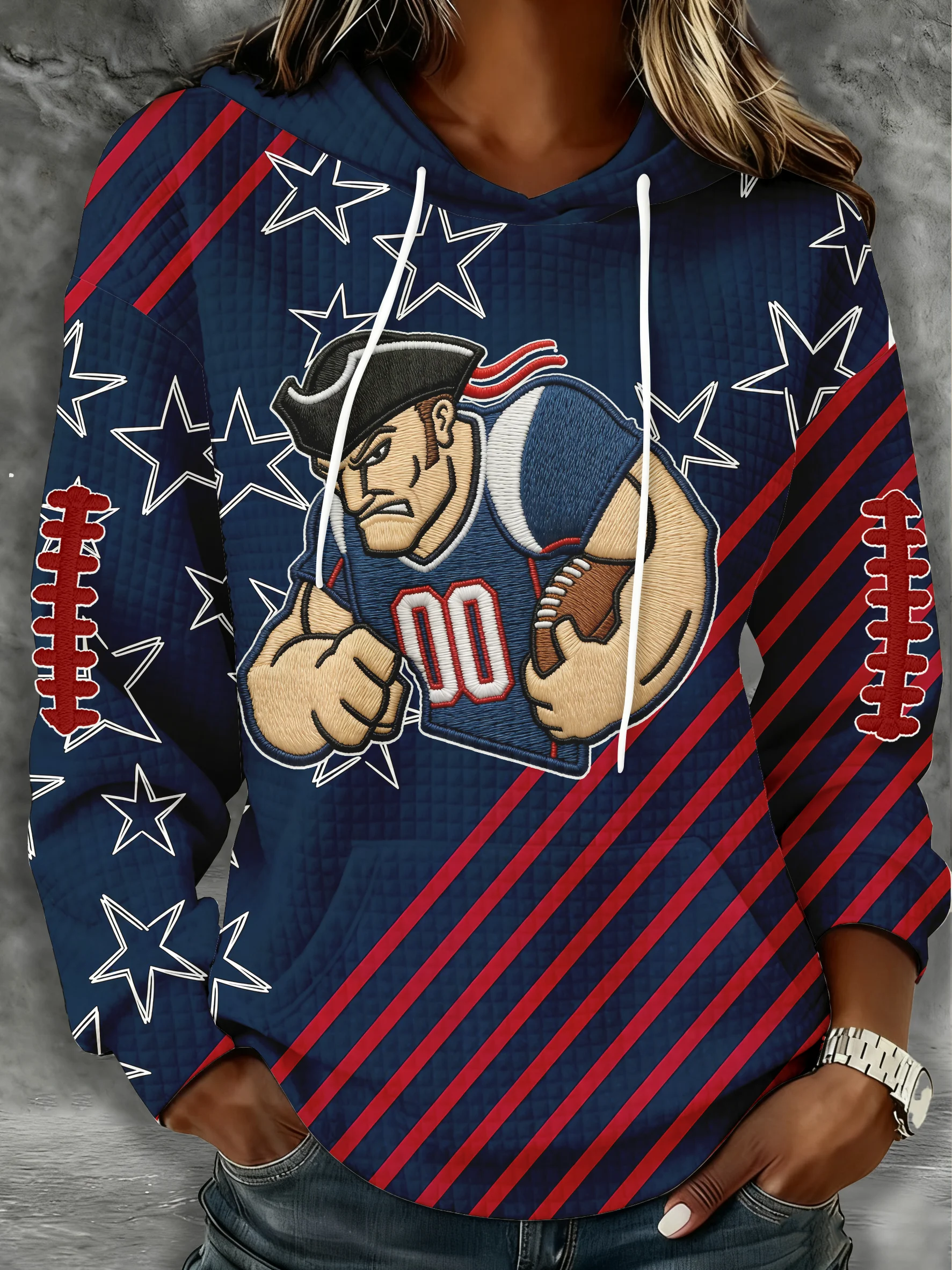 Football match day printed hooded sweatshirt