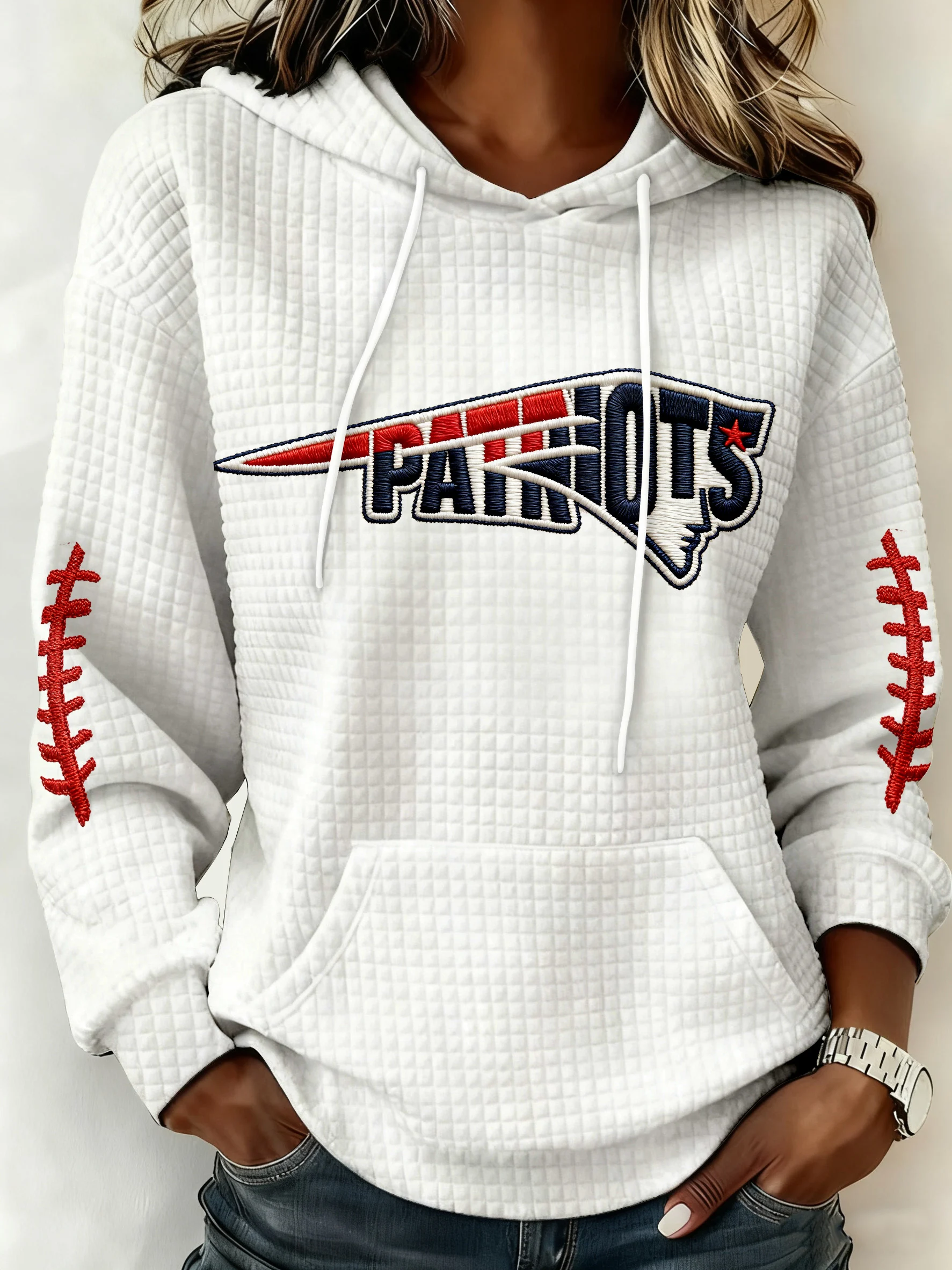Women's rugby-style hooded printed casual sweatshirt