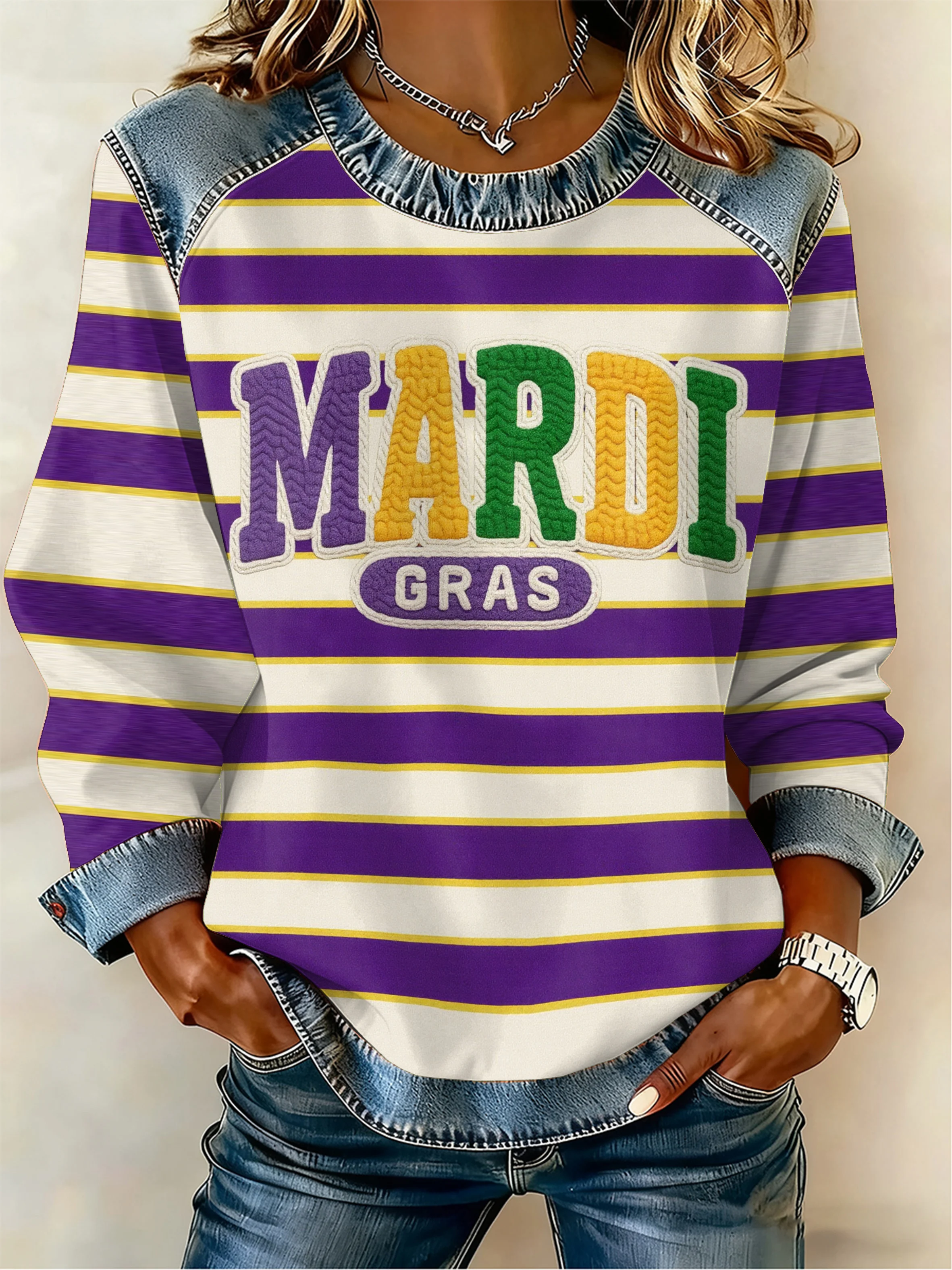Women's Mardi Gras Printing Sweatshirt