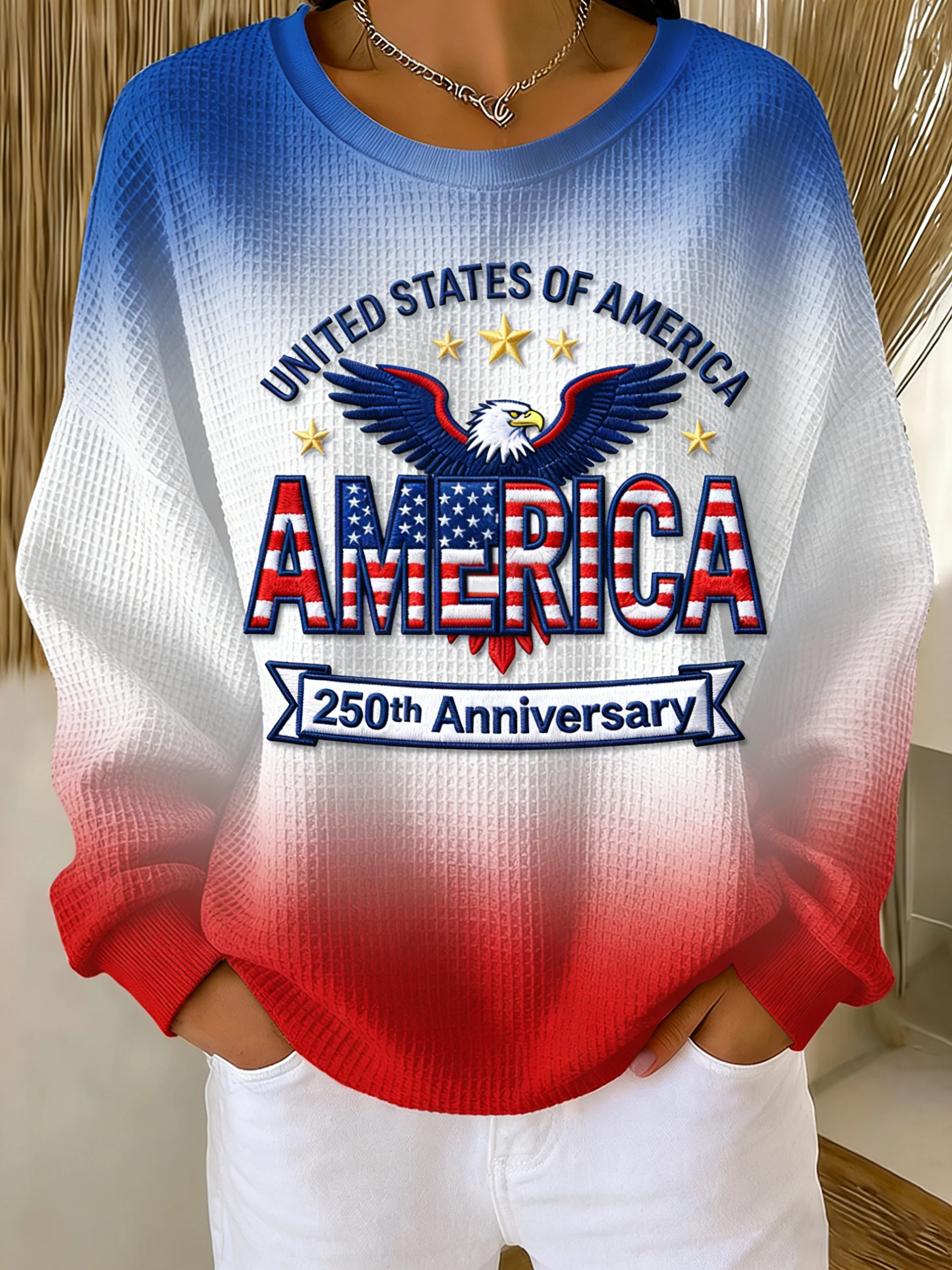 Women'S Casual American 250th Anniversary Printed Sweatshirt