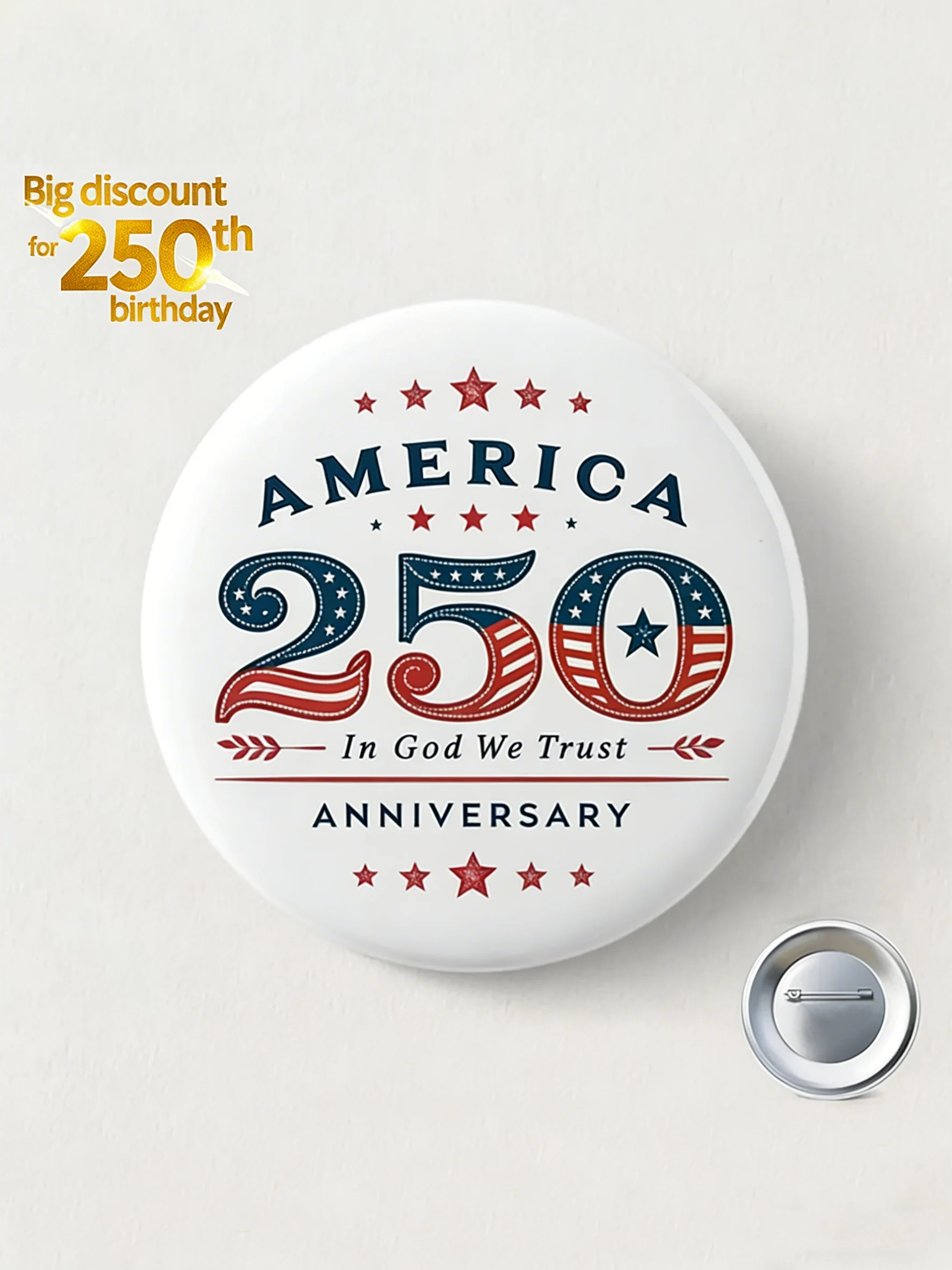 Unisex 250th America Anniversary Printed Brooch