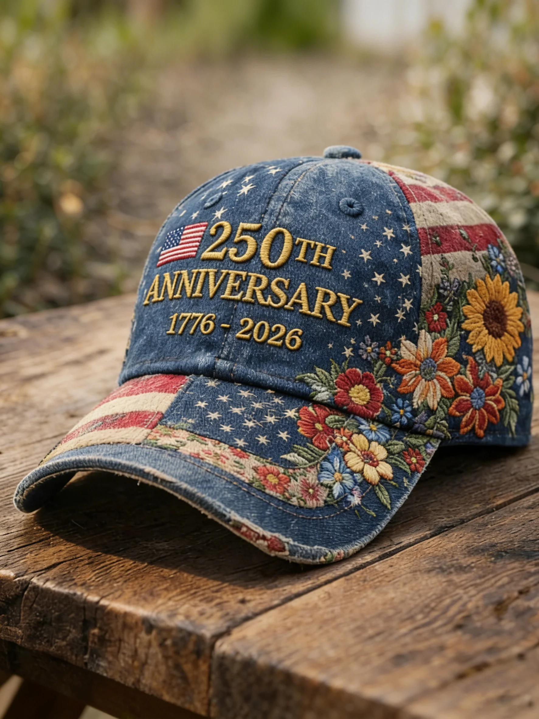Unisex Casual Hat With A 250th Anniversary Of The United States Commemorative Print.