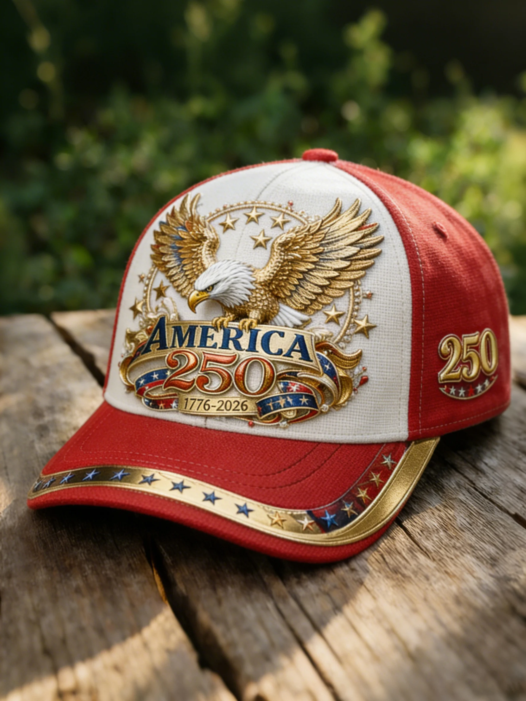 Unisex casual hat with a 250th anniversary of the United States commemorative print.