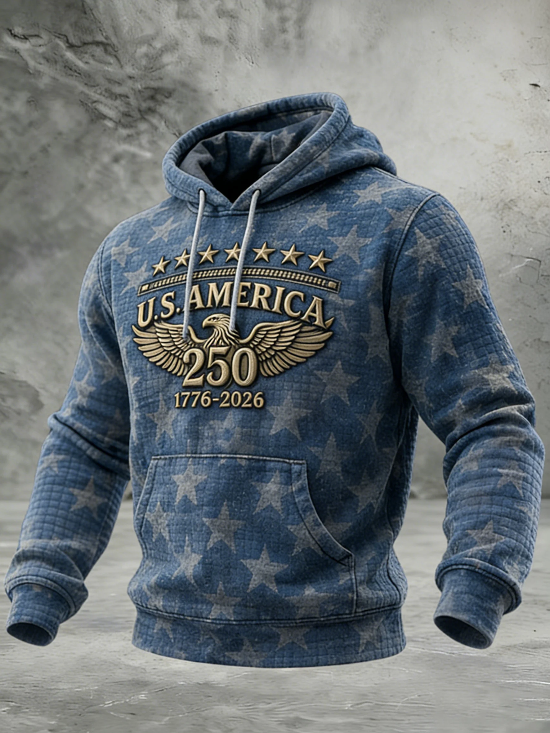 Men'S Casual Hoodie With American 250th Anniversary Print