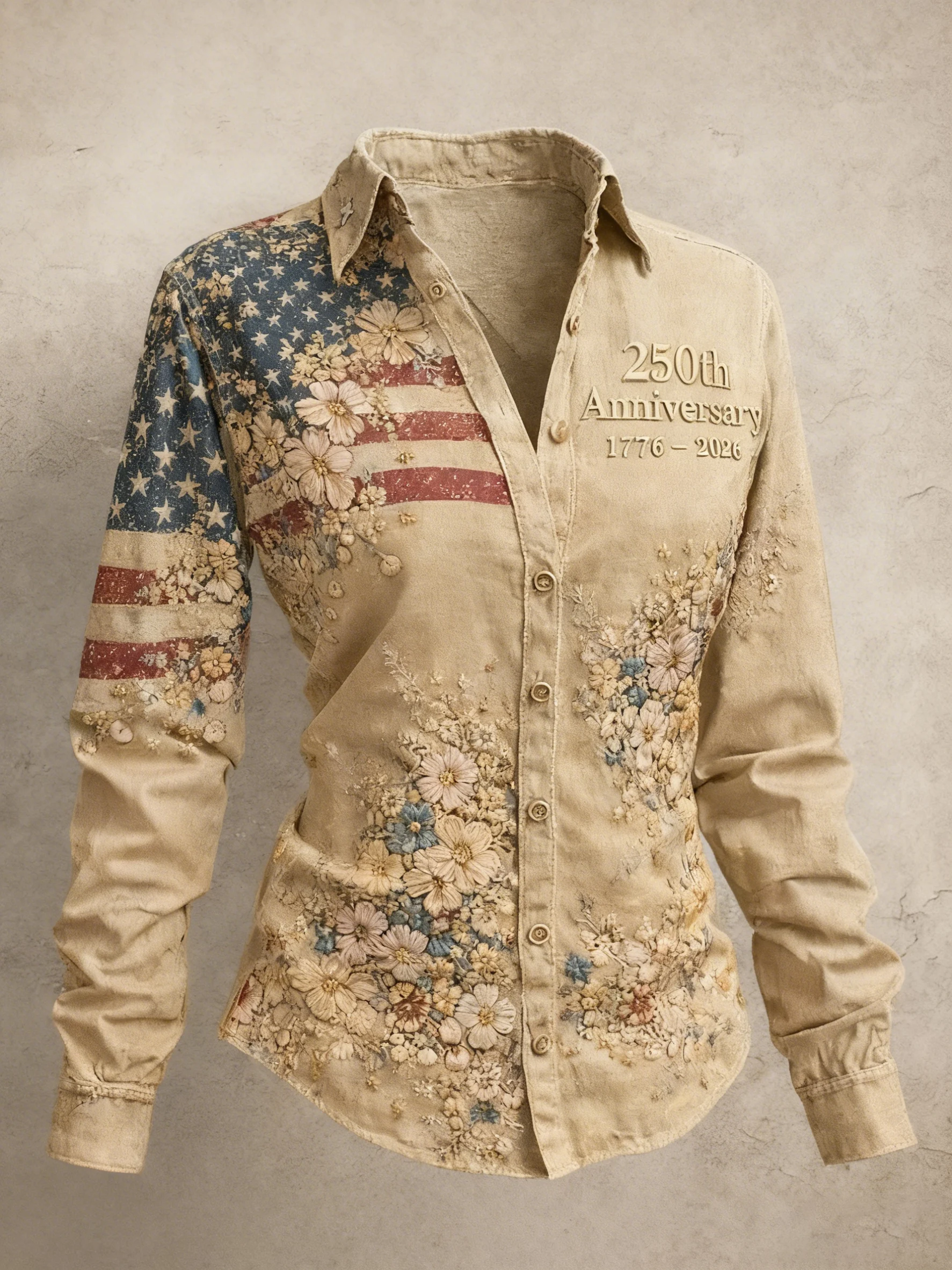 Women's casual American 250th Anniversary commemorative printed shirt