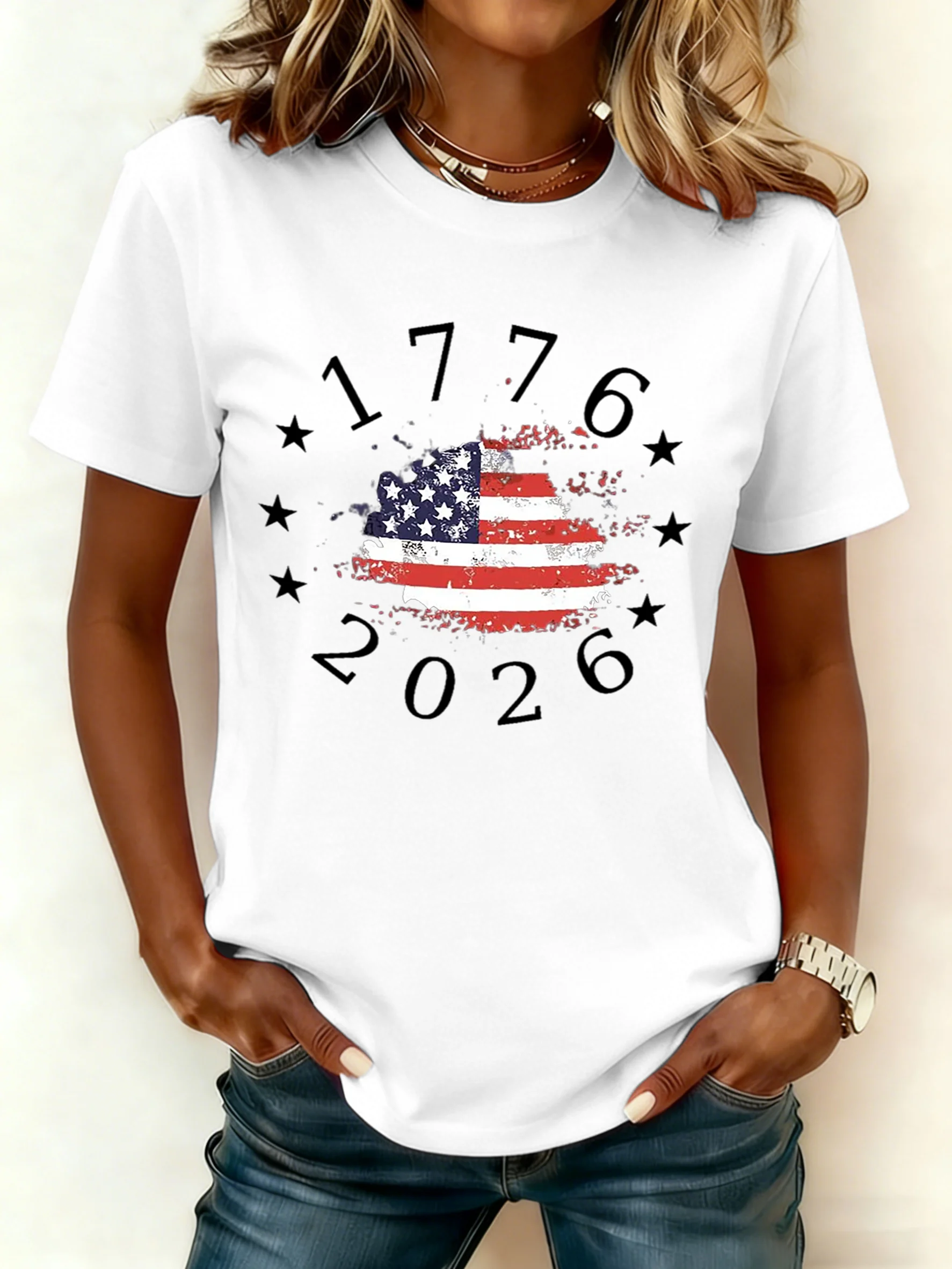 Women's 250th America Anniversary Casual Printed T-Shirt