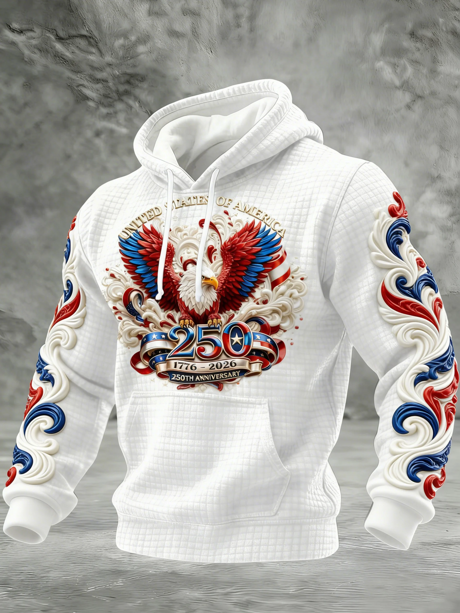 Men's Casual American 250th Anniversary Print Sweatshirt