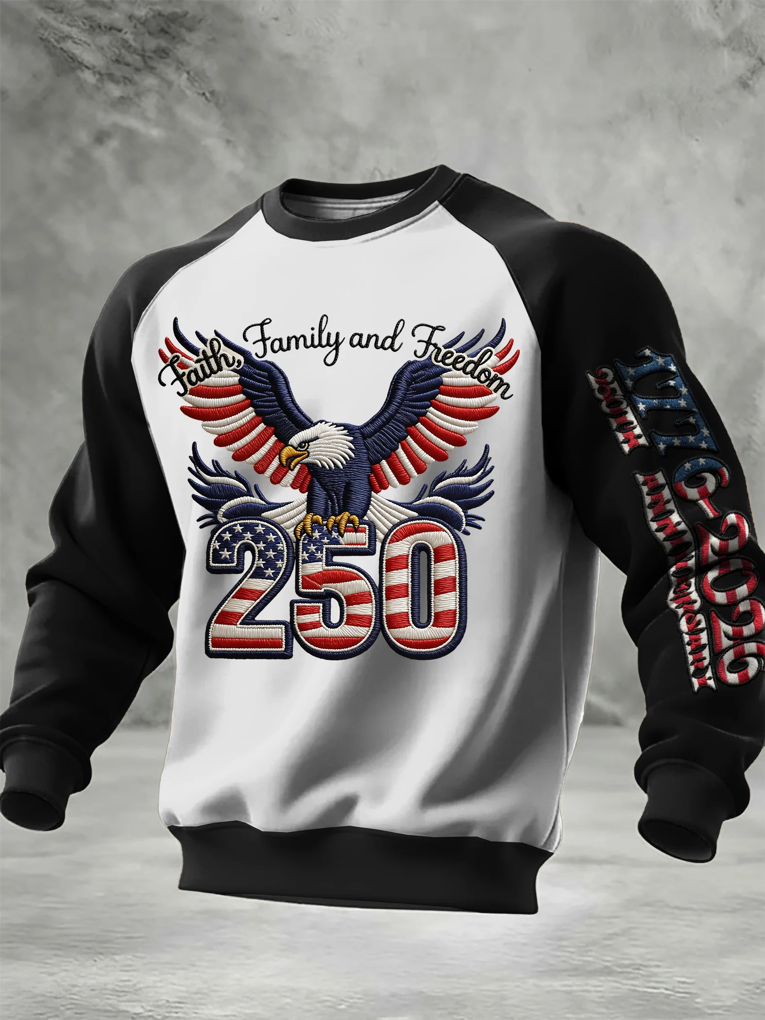 Men's Casual American 250th Anniversary Print Sweatshirt