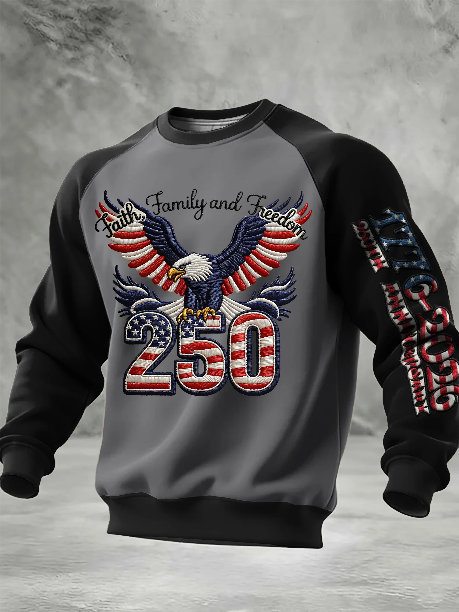 Men's Casual American 250th Anniversary Print Sweatshirt