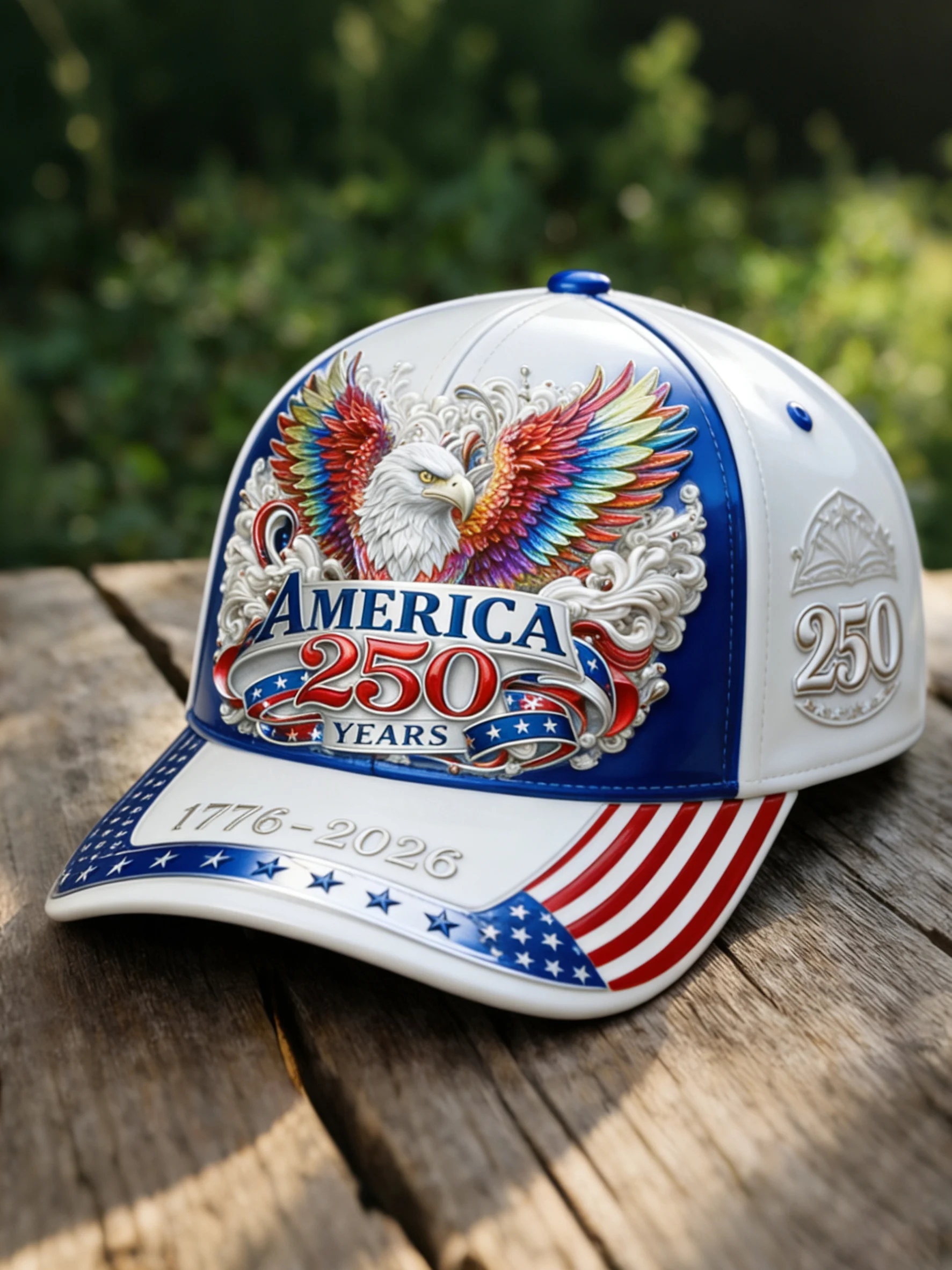 Unisex casual hat with a 250th anniversary of the United States commemorative print.