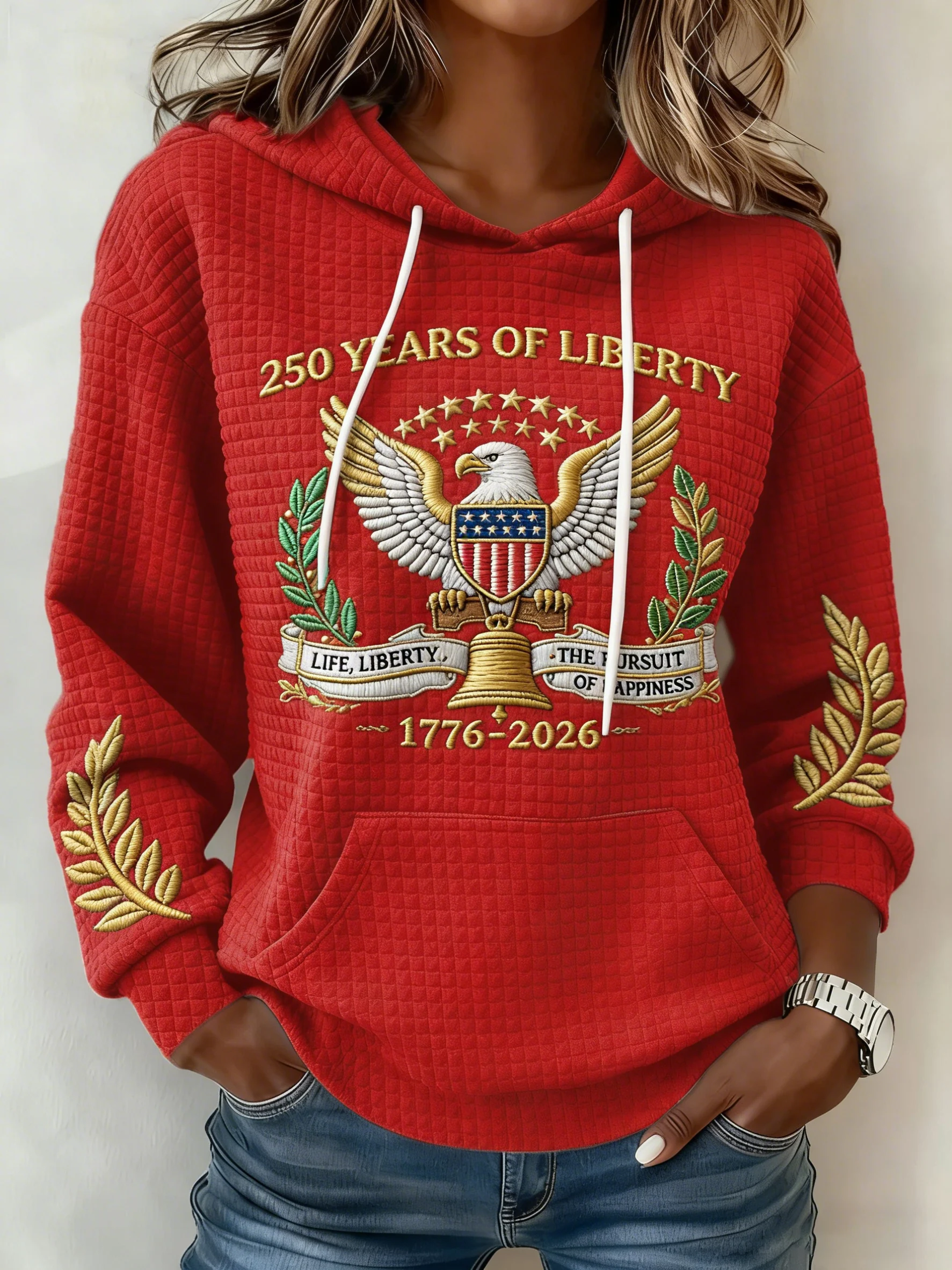 Women'S Casual Hoodie With American 250th Anniversary Print.
