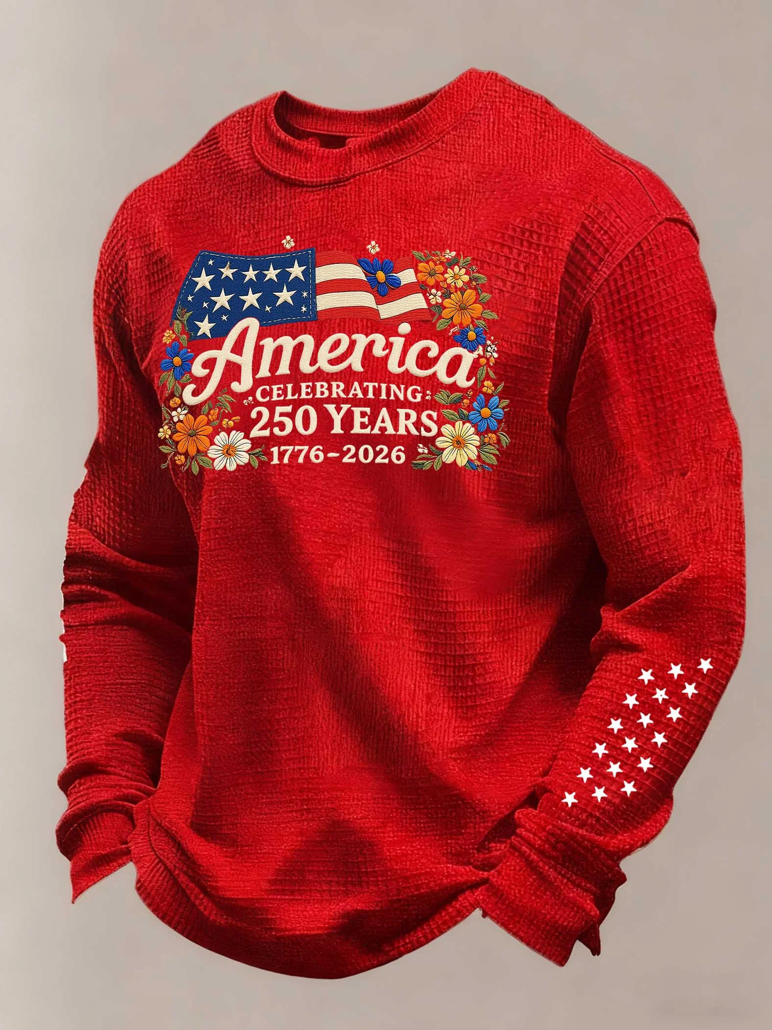 Men's Casual America Waffle-knit T-shirt