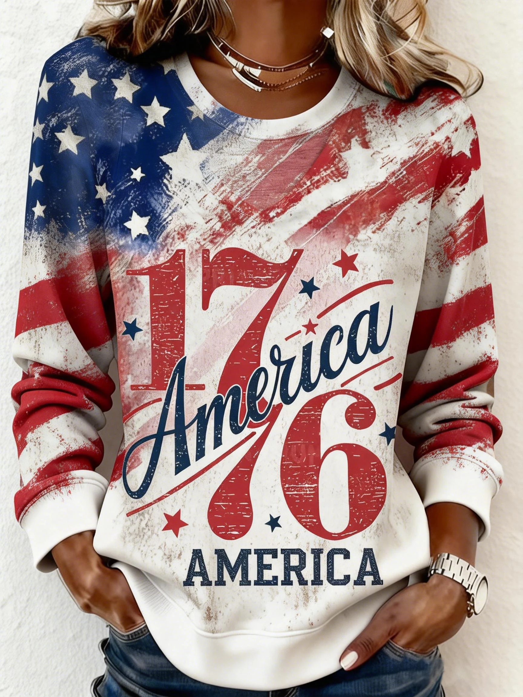 Women's rugby team crew neck printed casual sweatshirt