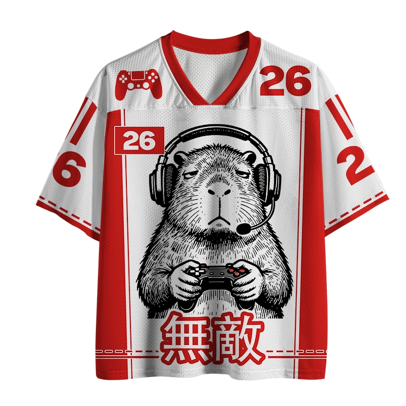 Tokyo-Tiger Funny Capybara Playing Games Mesh Jersey