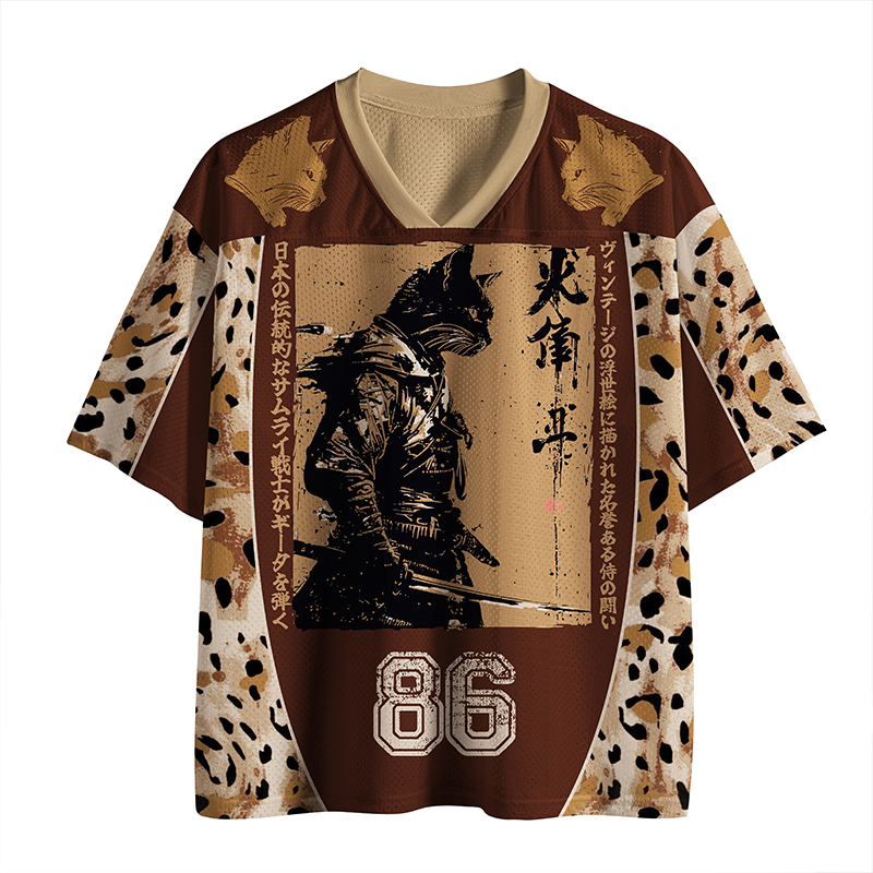 Tokyo-Tiger Cat Samurai Retro Mesh Jersey