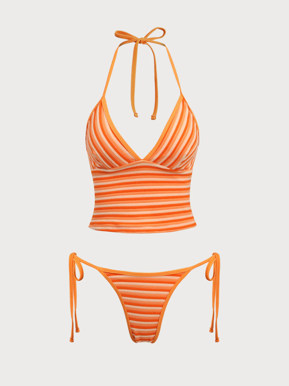 Orange Striped Tankini Set