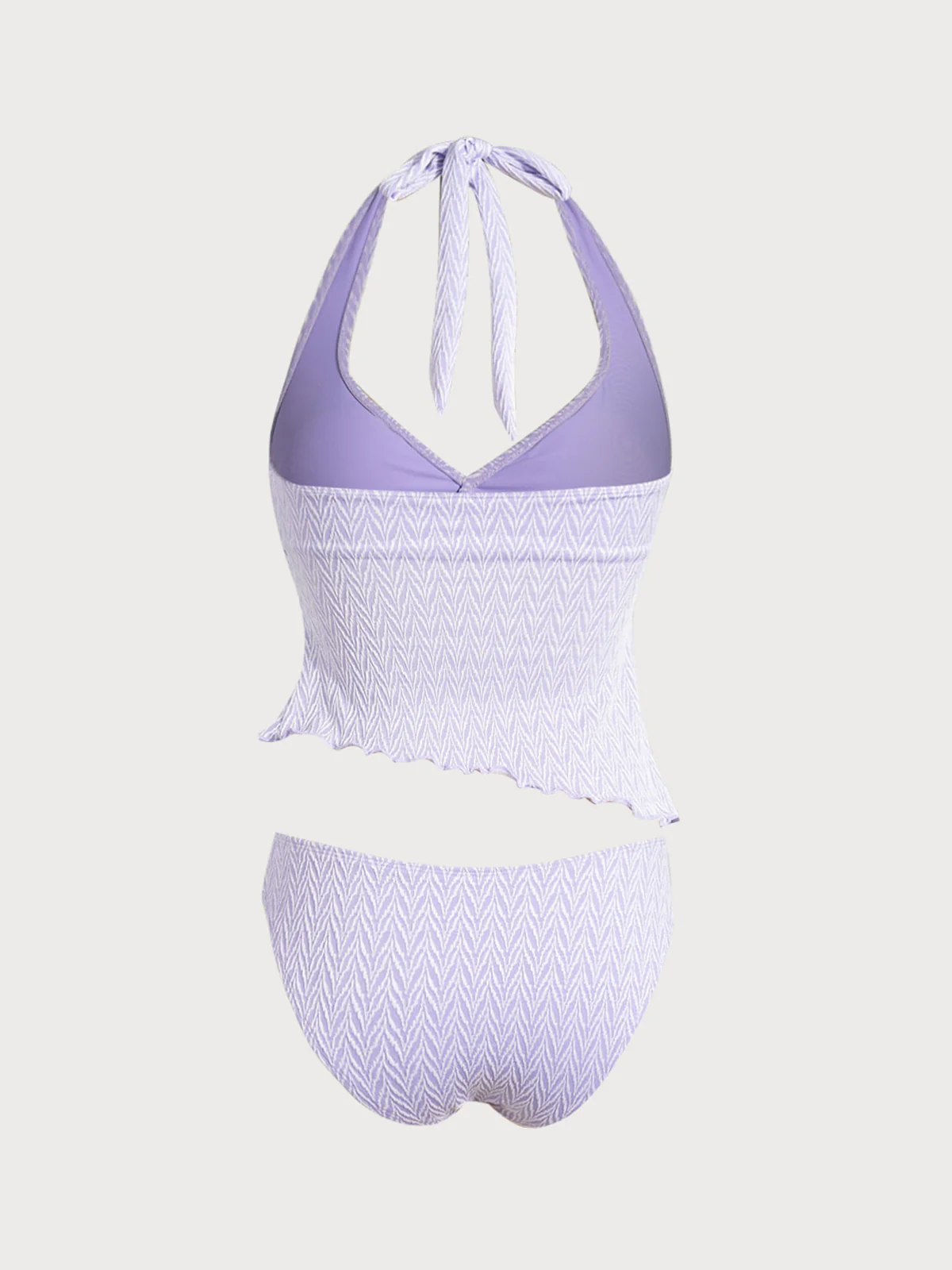 Light Purple Star Wavy Edge Tankini Set