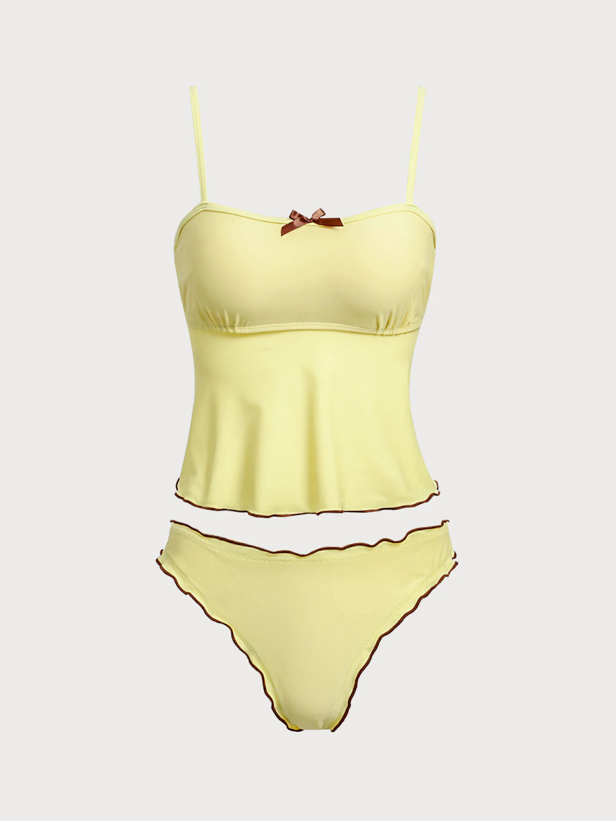 Yellow Contrast Color Tankini Set