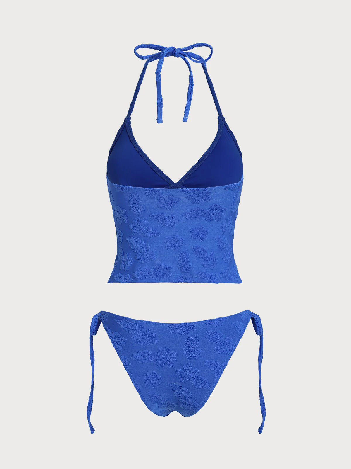 Blue Tropical Floral Terry Tankini Set