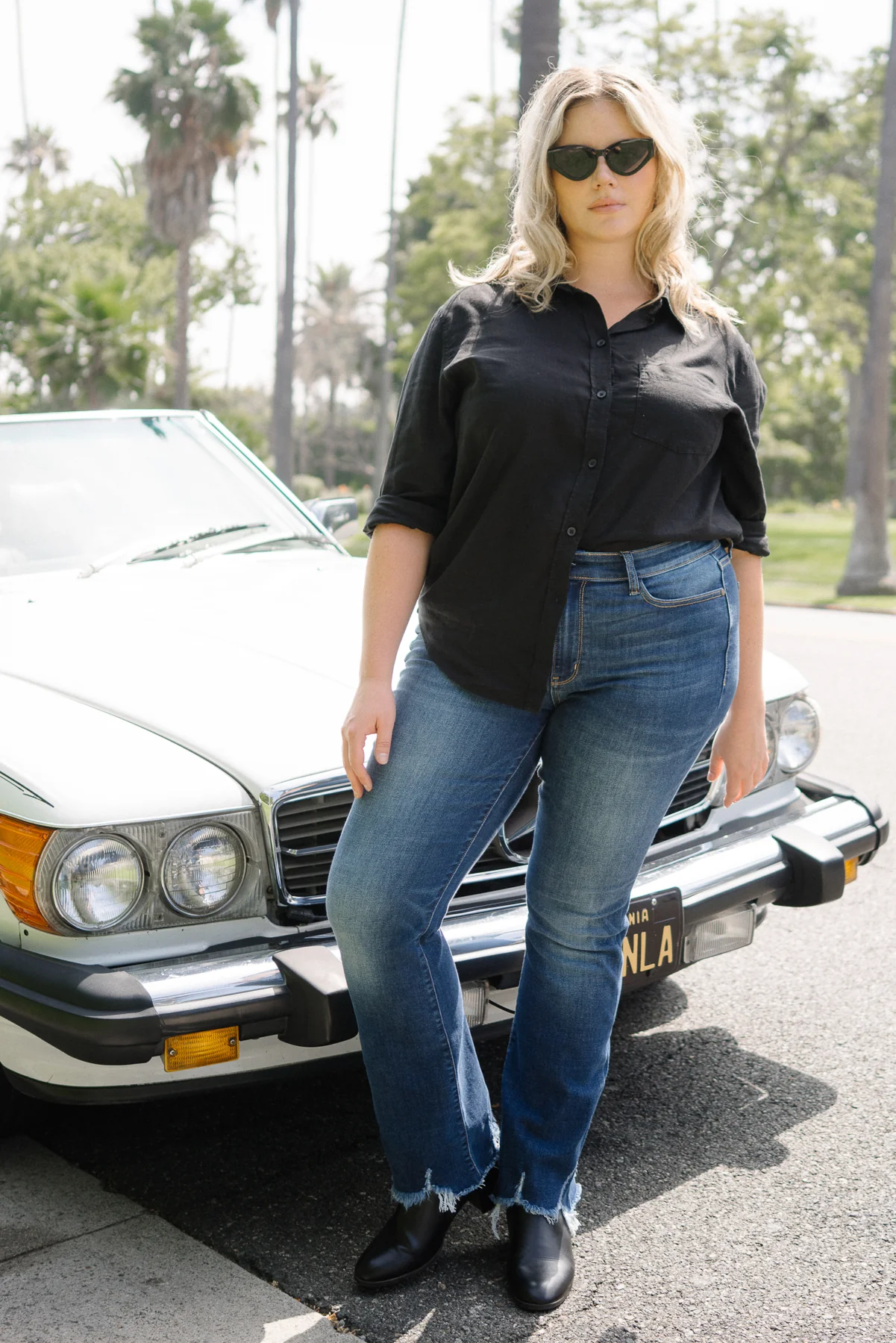 Natalie Mid Rise Non-Distressed Hem Bootcut Jeans - PLUS