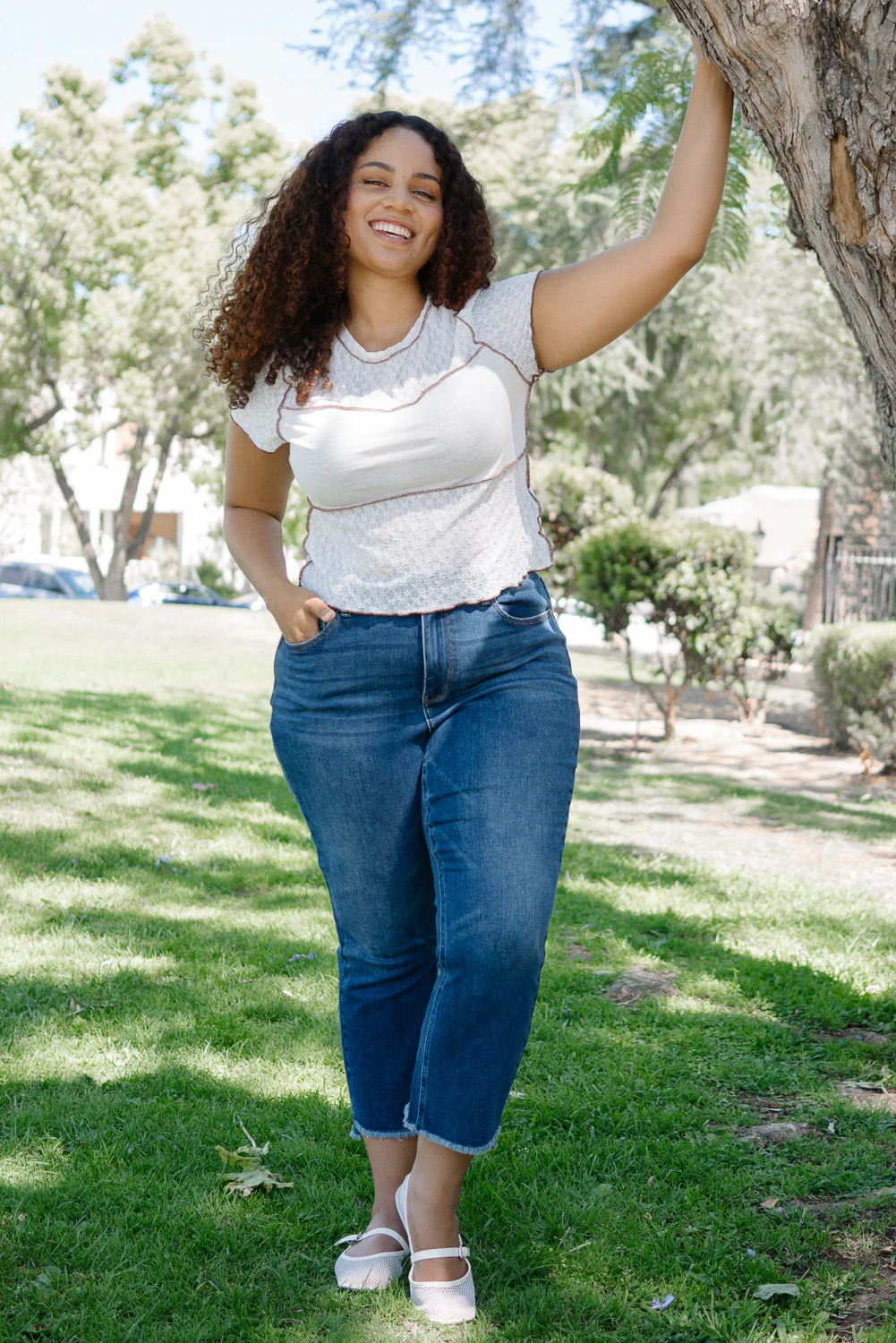 Scarlett High Rise Dark Wash Kick Flare - PLUS