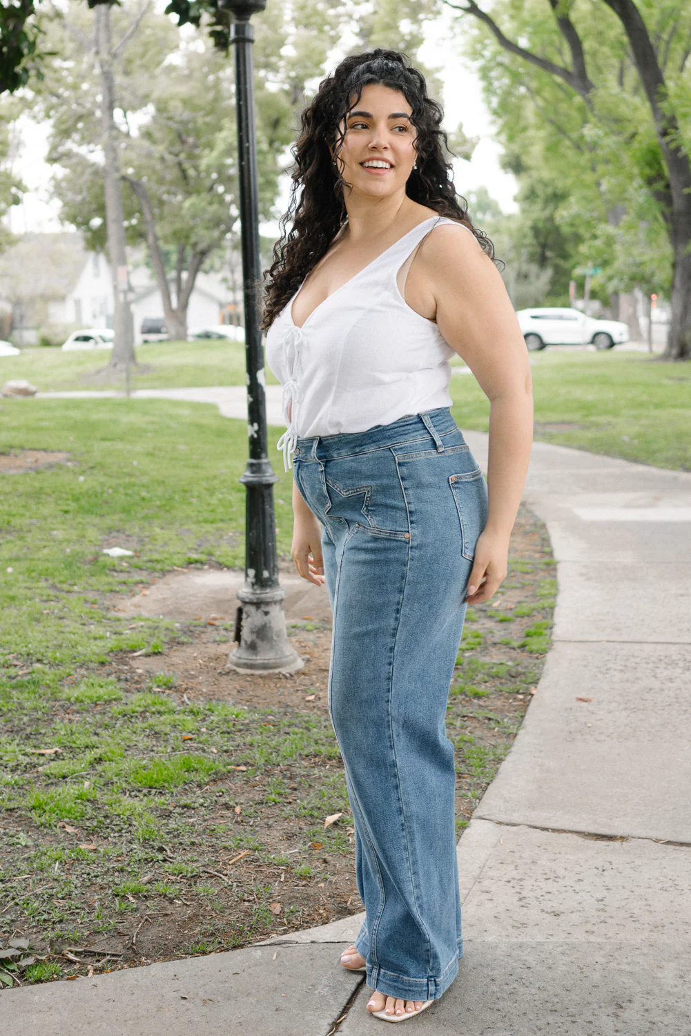 Eliza High Rise Wide Legs with Starry Flair - PLUS