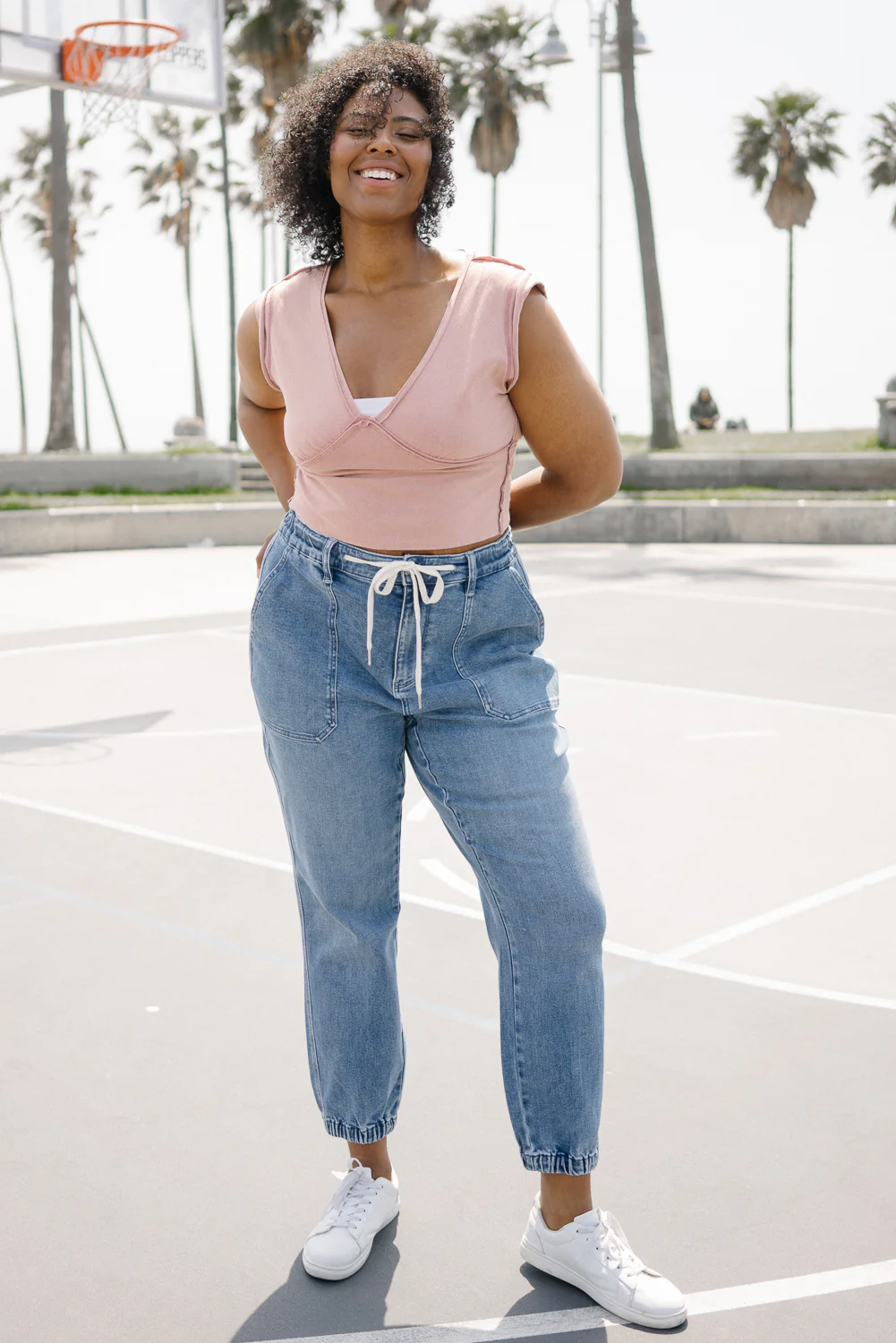 Elena High-Rise Denim Joggers: Comfy Meets Cool - PLUS