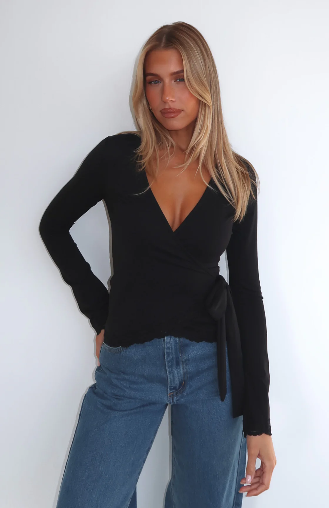 Cater To You Long Sleeve Top Black