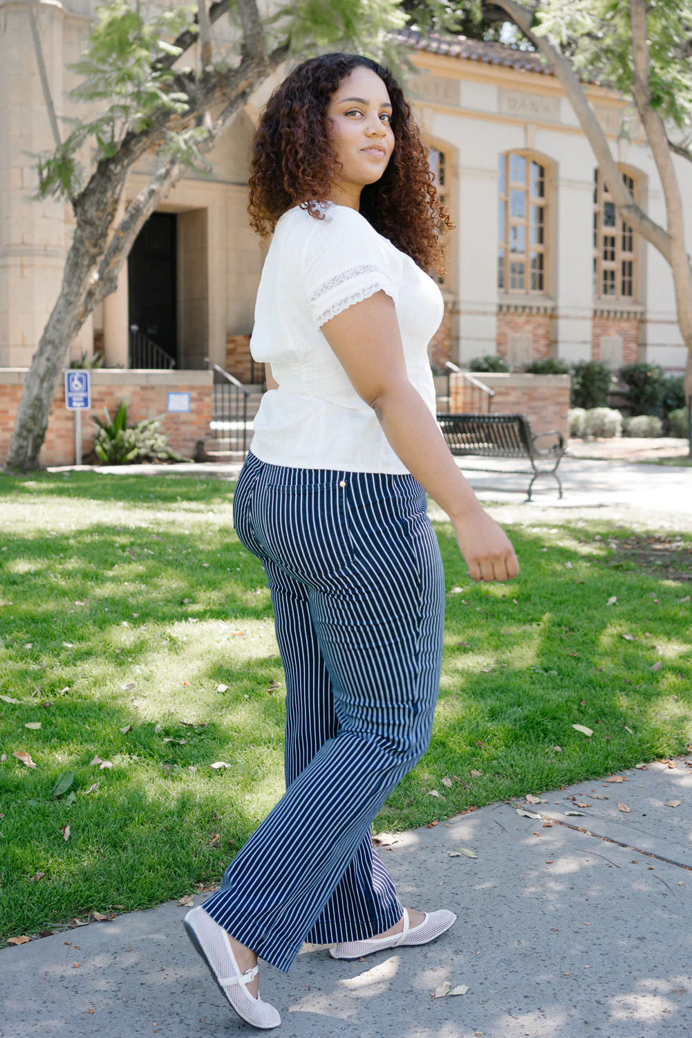 Vetti High Rise Tummy Control Striped Straight Fit - PLUS