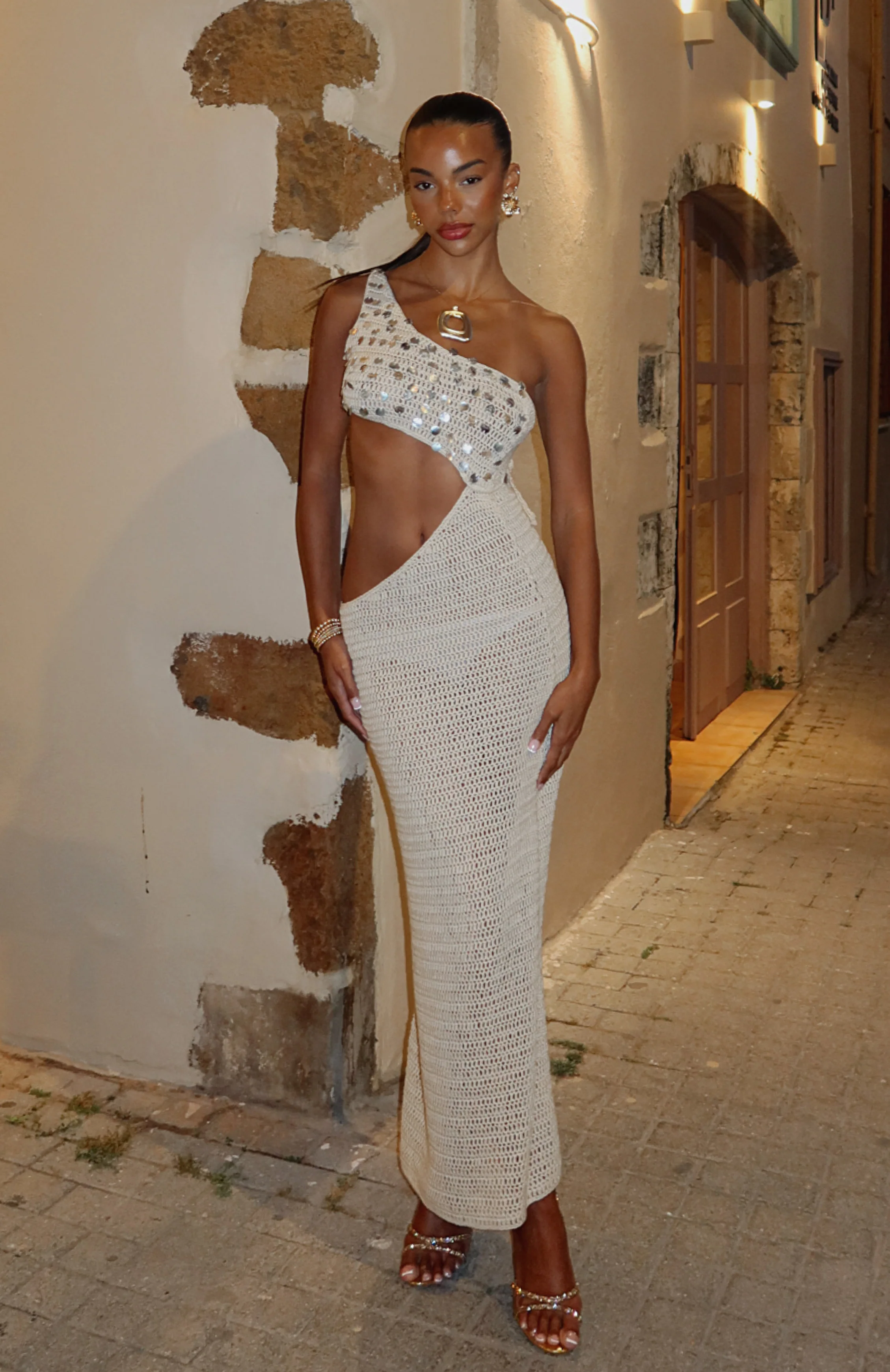 Turritella Treasure Crochet Maxi Dress Shell