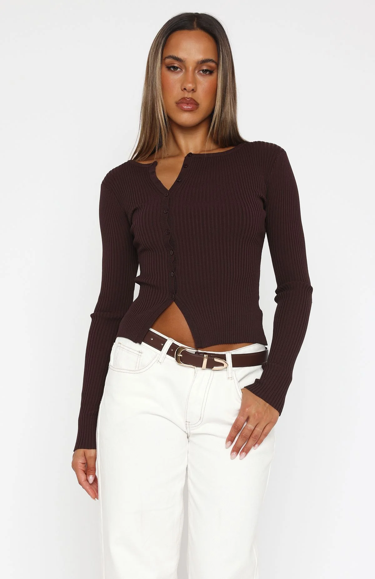 Notice Me Long Sleeve Top Chocolate