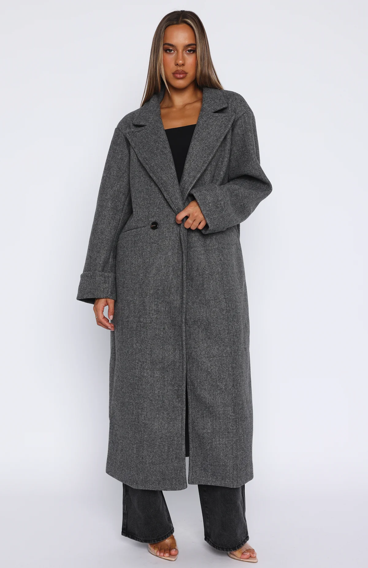 Winter Holiday Oversized Coat Charcoal