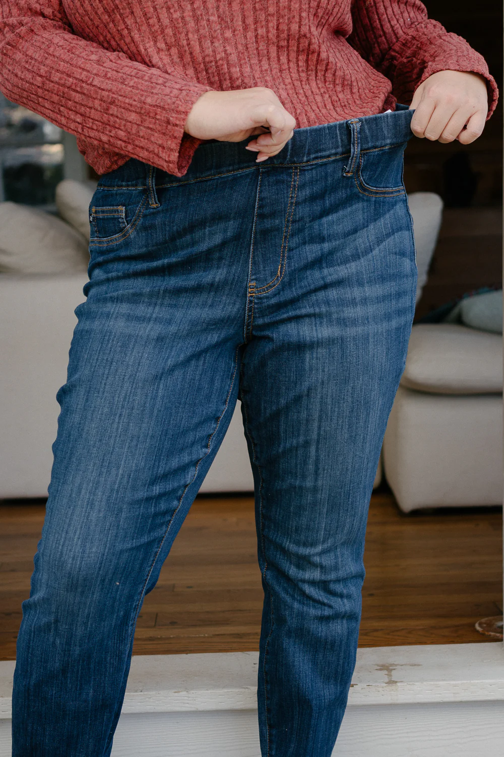 Hailey High Rise Pull On Double Cuffed Slim Jeans - PLUS