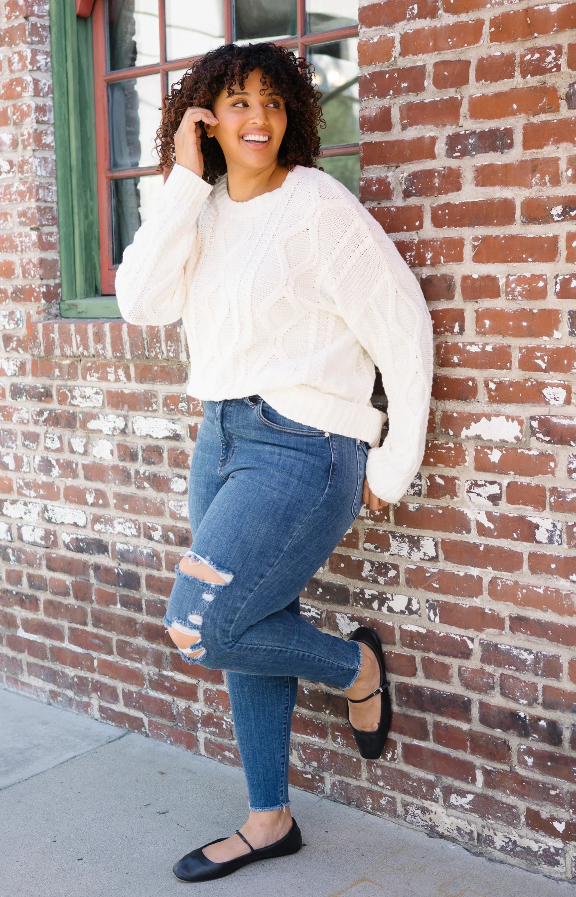 Andrea High Waist Skinny Jeans with Rips - PLUS