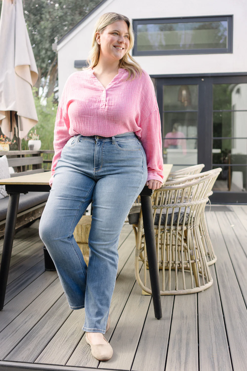 Kaya High Rise Classic Contrast Wash Bootcut - PLUS