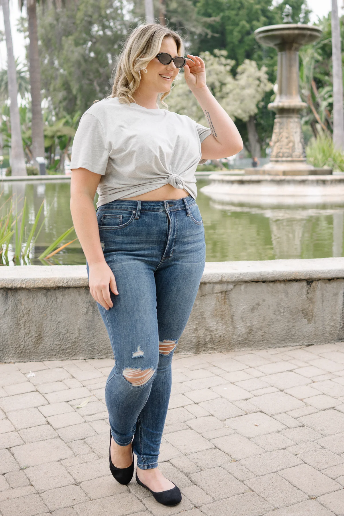 Freya Mid Rise Tummy Control Distressed Skinny - PLUS