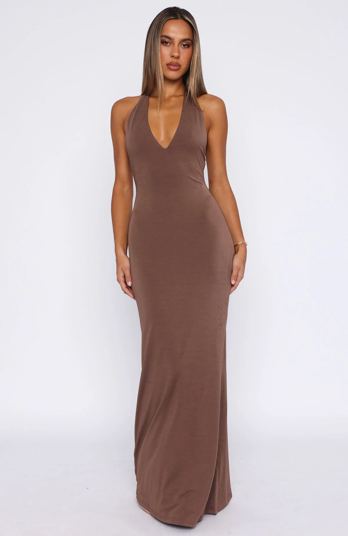Written In The Stars Halter Maxi Dress Chocolate