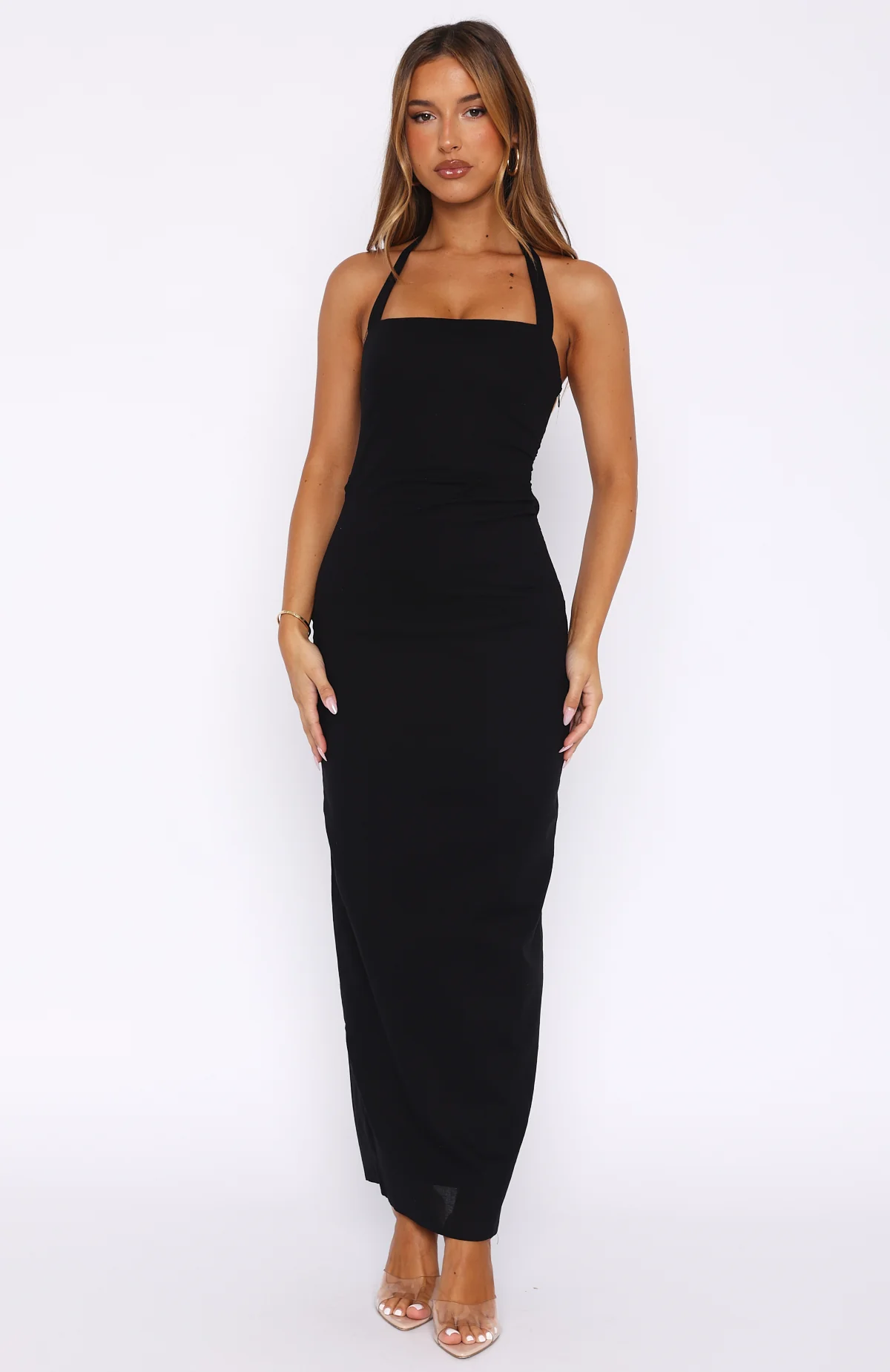 Counting On It Halter Maxi Dress Black