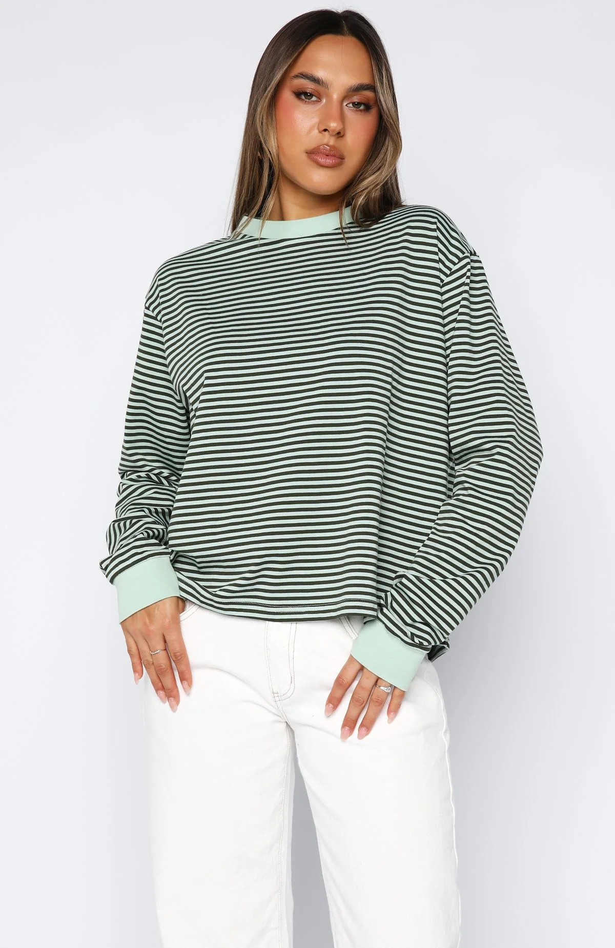 Touchdown Long Sleeve Tee Green Stripe