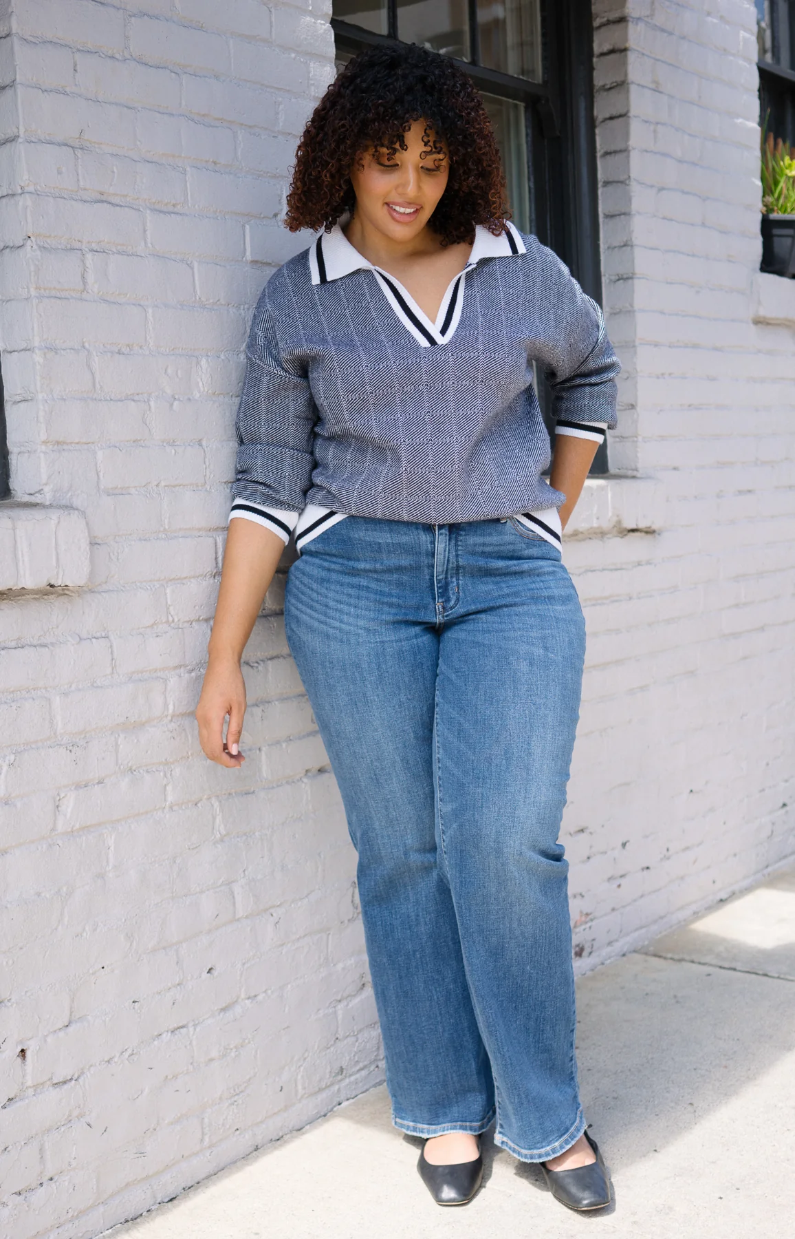 Samantha Mid Rise V-Front Straight Jeans - PLUS