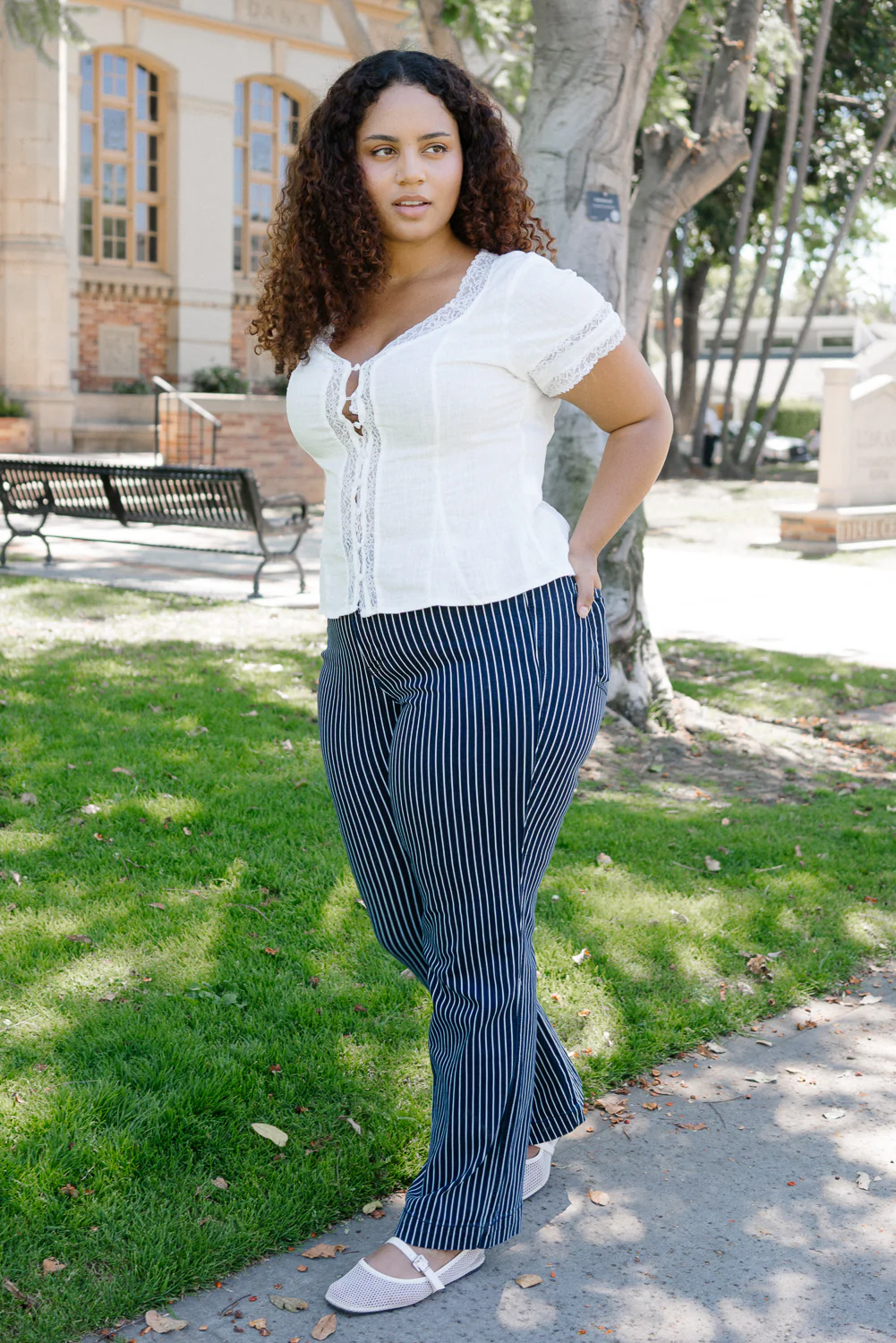 Vetti High Rise Tummy Control Striped Straight Fit - PLUS