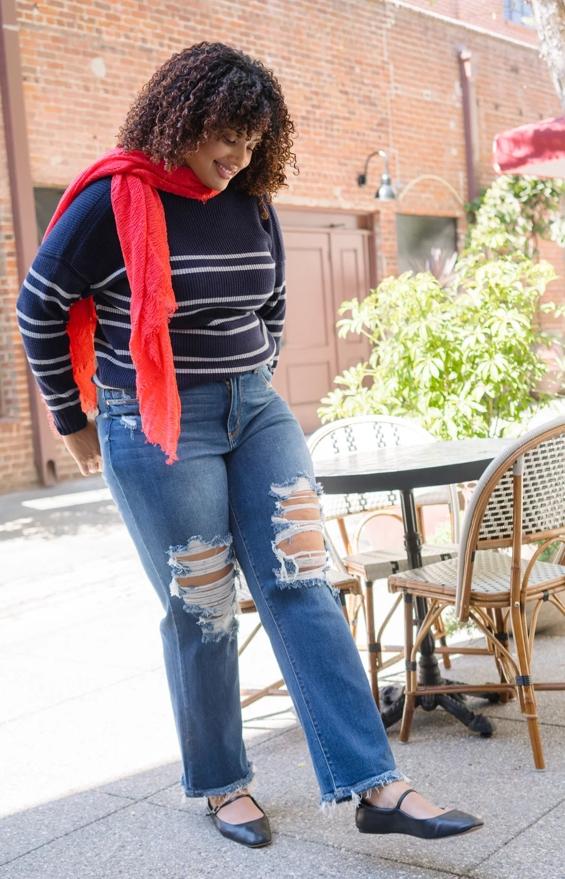 Lauren Mid Rise Distressed Dad Jeans - PLUS